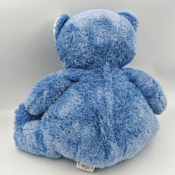 Doudou peluche ours bleu blanc AJENA