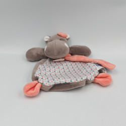 Doudou plat Hippopotame marron rose Zoé BABY NAT