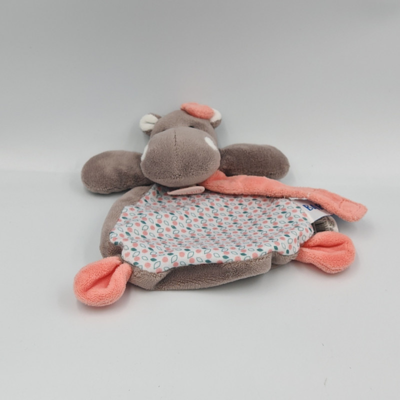 Doudou plat Hippopotame marron rose Zoé BABY NAT