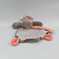 Doudou plat Hippopotame marron rose Zoé BABY NAT