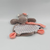 Doudou plat Hippopotame marron rose Zoé BABY NAT