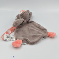 Doudou plat Hippopotame marron rose Zoé BABY NAT