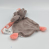 Doudou plat Hippopotame marron rose Zoé BABY NAT