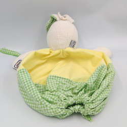 Doudou range pyjama lapin jaune vichy vert AJENA