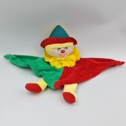 Doudou plat clown rouge vert jaune NOUNOURS