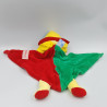 Doudou plat clown rouge vert jaune NOUNOURS