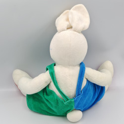 Doudou Lapin blanc bleu vert rouge jaune Moulin Roty