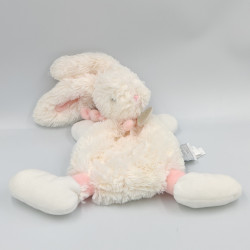 Doudou et Compagnie plat lapin blanc rose tout doux Bonbon