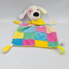Doudou plat chien rose jaune bleur vert pois CHICCO
