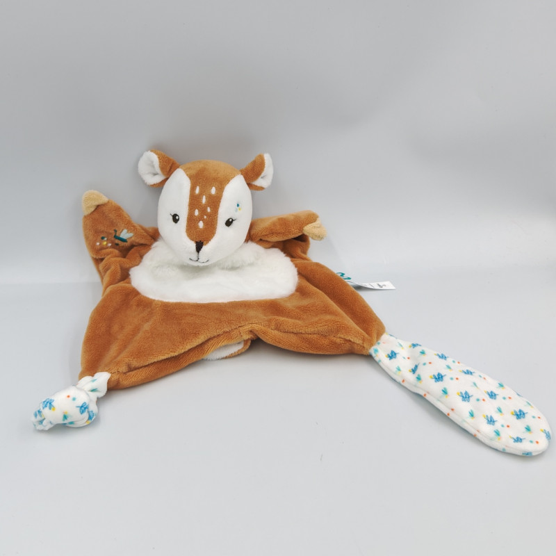 Doudou plat faon marron blanc Nathan KALOO