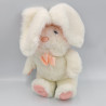 Ancienne peluche lapin blanc rose satin