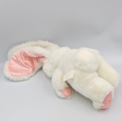 Ancienne peluche lapin blanc rose satin