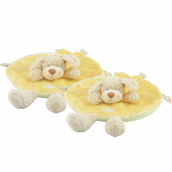Doudou plat chien sweat capuche jaune NICOTOY LOT DE 2