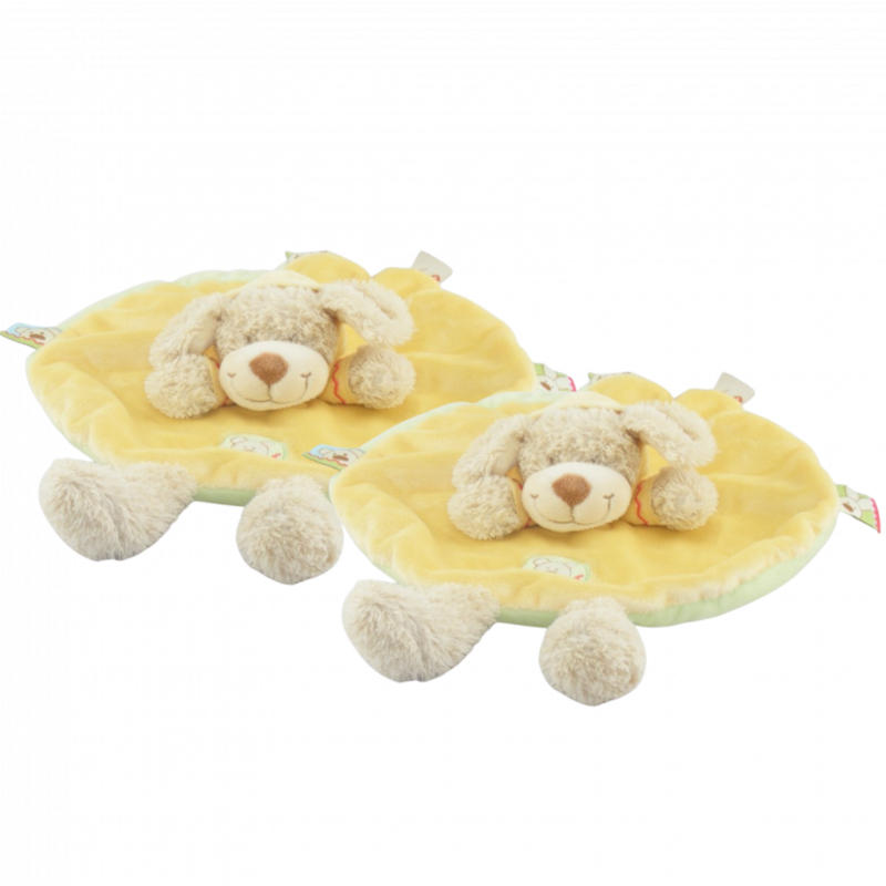 Doudou plat chien sweat capuche jaune NICOTOY LOT DE 2