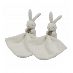 Doudou et compagnie lapin blanc mouchoir LOT DE 2