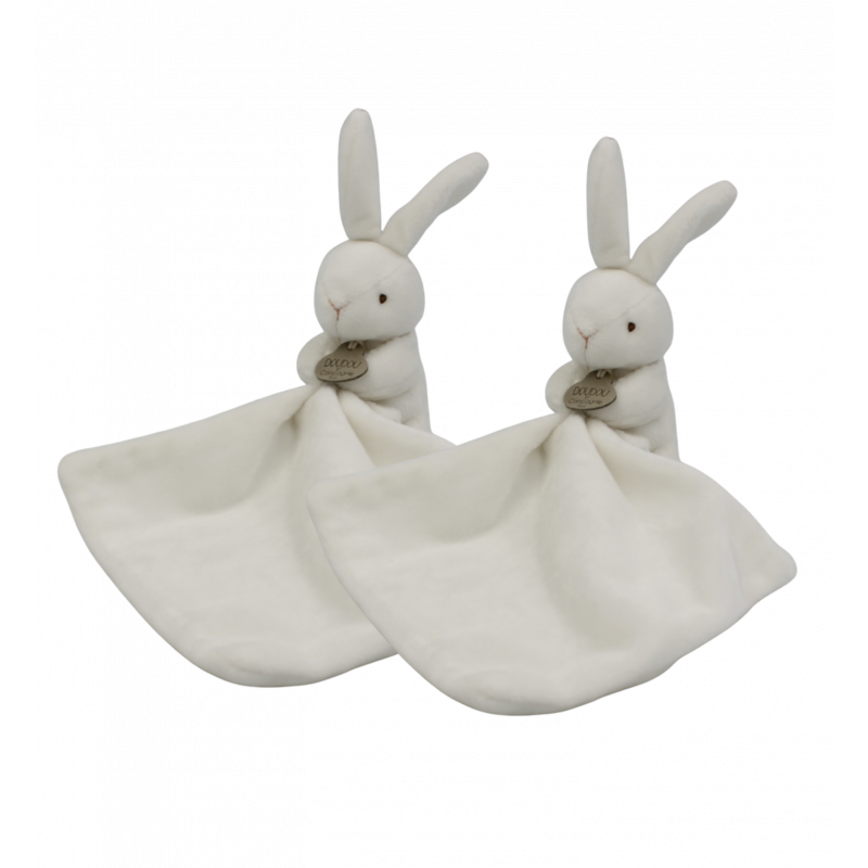 Doudou et compagnie lapin blanc mouchoir LOT DE 2