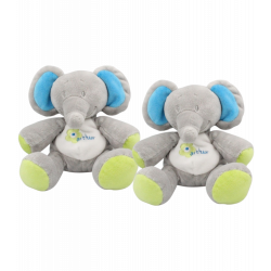 Doudou éléphant gris bleu vert Arthur et Lola BEBISOL LOT DE 2