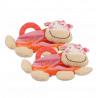 Doudou plat dentition vache orange rose CHICCO Lot de 2