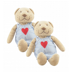 Doudou ours beige rayé bleu coeur rouge IKEA LOT DE 2