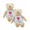 Doudou ours beige rayé bleu coeur rouge IKEA LOT DE 2