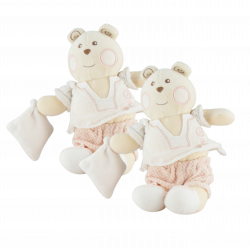 Doudou ours blanc rose mouchoir B coeur Bébé NOUNOURS LOT DE 3