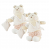 Doudou ours blanc rose mouchoir B coeur Bébé NOUNOURS LOT DE 3