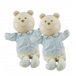 Doudou ours blanc bleu B coeur Bébé NOUNOURS LOT DE 2