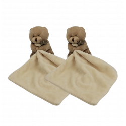 Doudou et compagnie ours beige marron mouchoir référence boite fleur LOT DE 2