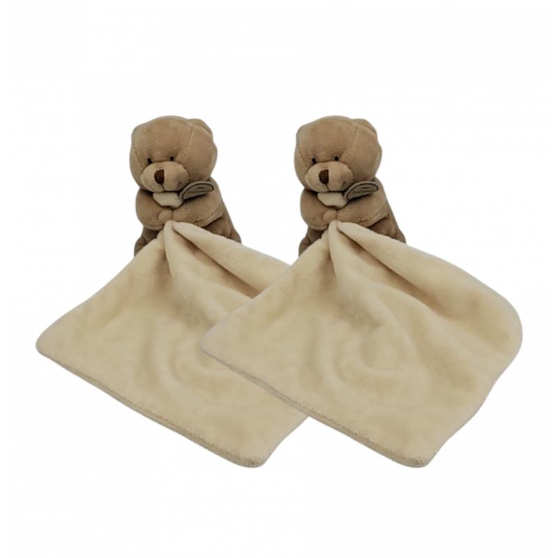 Doudou et compagnie ours beige marron mouchoir référence boite fleur LOT DE 2