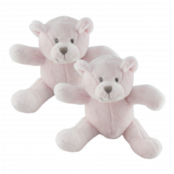Doudou ours rose OBAIBI  LOT DE 2