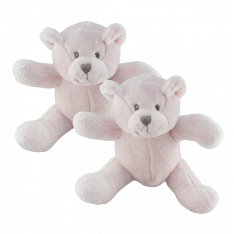 Doudou ours rose OBAIBI  LOT DE 2