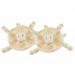 Doudou plat rond ecru orange vert cheval ane KIMBALOO LOT DE 2