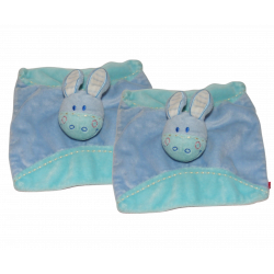 Doudou plat ane cheval bleu TEX LOT DE 2