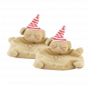 Doudou plat souris beige bonnet rayé rouge coeur ABSORBA LOT DE 2