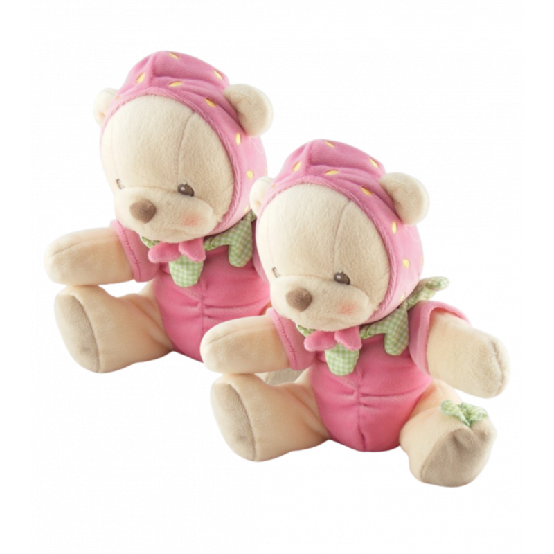 Doudou nature bearries ours déguisé en fraise FISHER PRICE 28 cm LOT DE 2