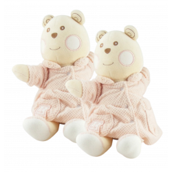 Doudou ours rose B coeur Bébé NOUNOURS LOT DE 2