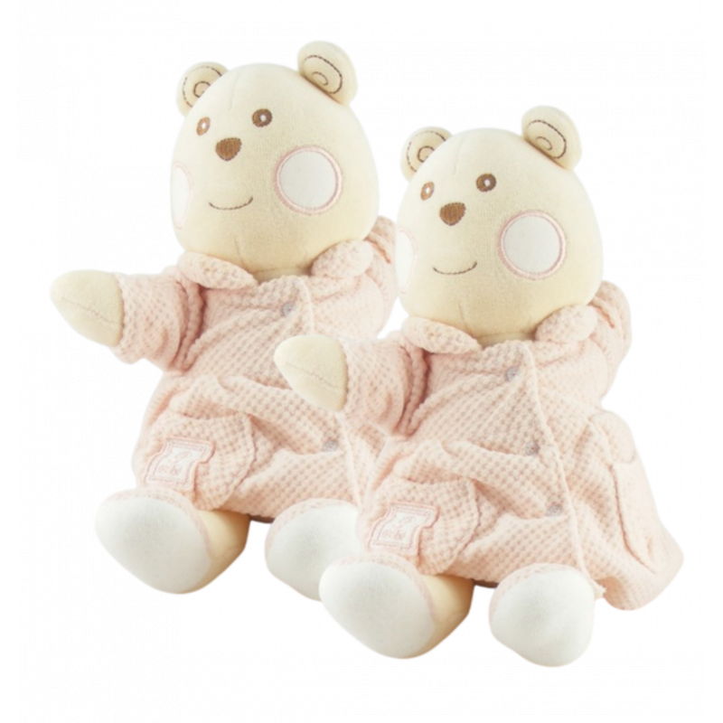 Doudou ours rose B coeur Bébé NOUNOURS LOT DE 2