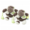 Doudou Hippopotame marron vert gilet blanc Bazile l'hippo hochet anneau BABY NAT LOT DE 2