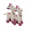 Doudou Girafe blanche rose gris vert fleur Arthur et Lola LOT DE 2