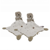 Doudou ours beige blanc étoiles mouchoir POMMETTE LOT DE 2