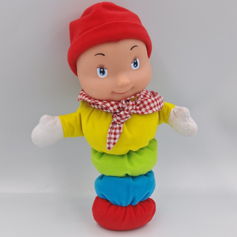 Doudou Luciole chenille vert jaune bleu rouge