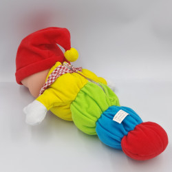 Doudou Luciole chenille vert jaune bleu rouge