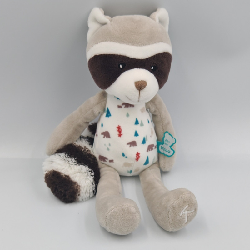 Doudou raton laveur beige marron blanc KALOO