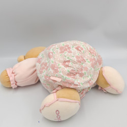 Doudou ours patapouf rose fleurs Lilirose avec petit lapin KALOO