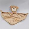 Doudou plat ours beige marron rayé rose orange fleurs BABY FEHN