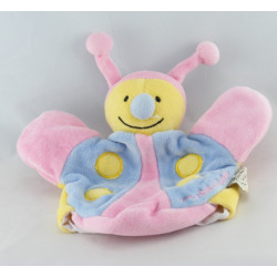 Doudou plat papillon abeille bleu jaune UN REVE DE BEBE