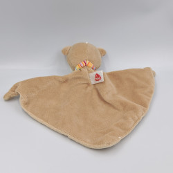 Doudou plat ours beige marron rayé rose orange fleurs BABY FEHN