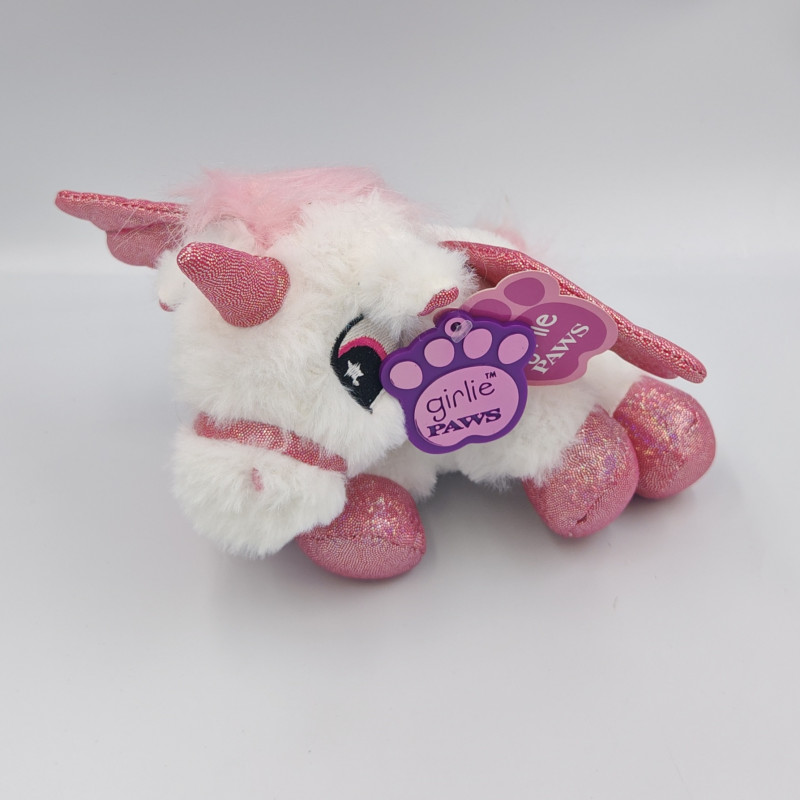 Peluche licorne blanche rose GIRLIE PAWS