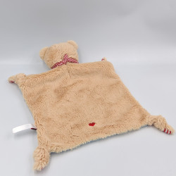Doudou plat ours beige rayé bleu SPIEGELBURG