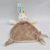 Doudou plat lapin marron blanc bleu BABY NOVA